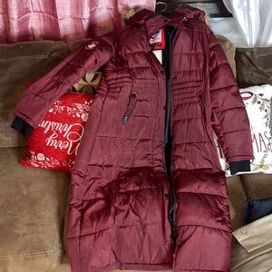 Burgundy ankle length coat